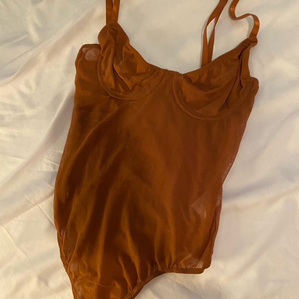 Mendocino Orange sheer bodysuit